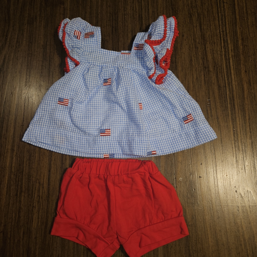 Patriotic Blue and Red Kids Matching Set Size 6 months